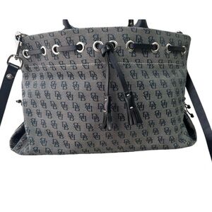 Dooney & Bourke Monogram Signature Tassel Tote Vintage purse black gray